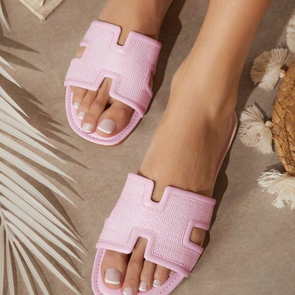 Women's Trendy popular Open Toe Flat Sandals Vacation Beach cruise PINK - Picture 4 of 6